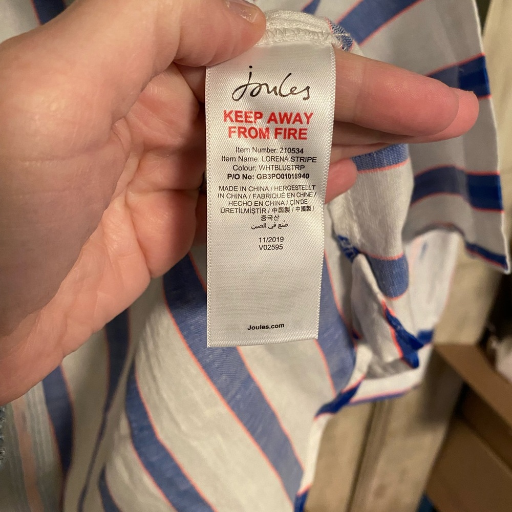 NWT Joules Womens Blue and White Striped Button up Shirt UK12/US8 - Picture 8 of 8